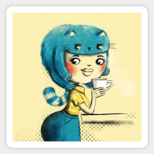 Blue hairCat Sticker